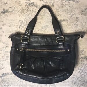 Fossil black leather hand bag
